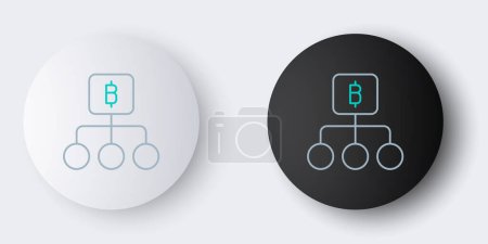 Ilustración de Línea Blockchain tecnología Bitcoin icono aislado sobre fondo gris. Negocio abstracto de tecnología de red de cadena de bloques geométricos. Concepto de esquema colorido. Vector. - Imagen libre de derechos
