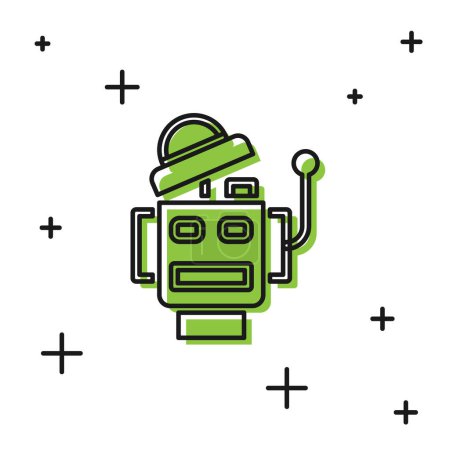 Ilustración de Icono Robot negro aislado sobre fondo blanco. Inteligencia artificial, aprendizaje automático, computación en nube. Vector. - Imagen libre de derechos