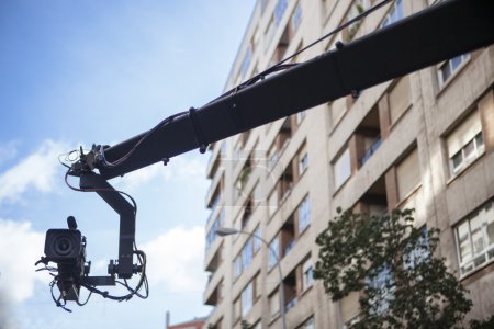 Camera crane on street