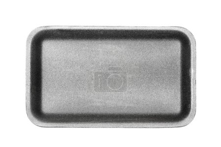 Black empty food tray. Isolated on white background