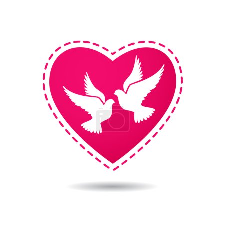 Dos palomas blancas sobre un fondo rojo del corazón
Dos palomas blancas sobre un fondo rojo del corazón