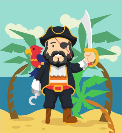 Téléchargez les illustrations : Illustration plate vectorielle pirate - en licence libre de droit