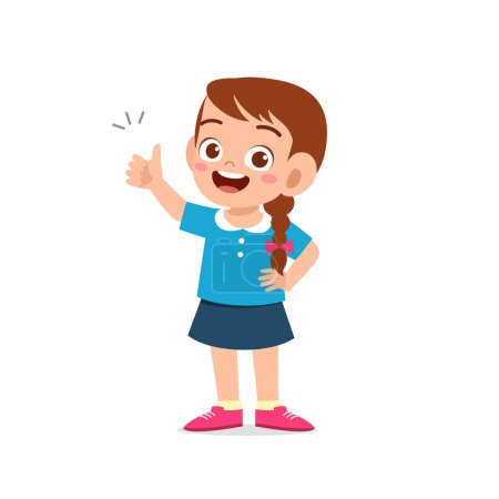 niña mostrar acuerdo con el pulgar hacia arriba gesto de la mano