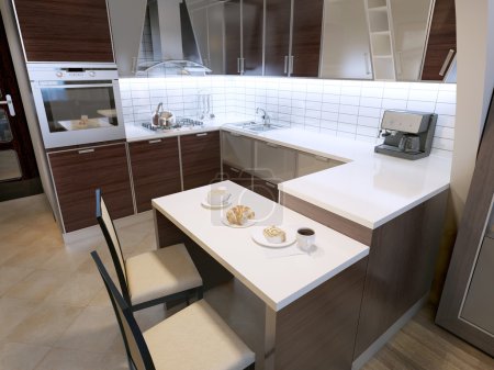 Diseño moderno de cocina de zebrano

