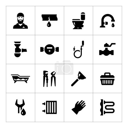 Illustration for Set icons of plumbing isolated on white - Royalty Free Image