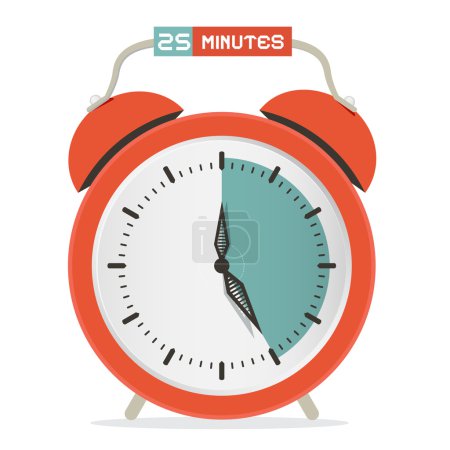 Illustration for Twenty Five Minutes Stop Watch - Alarm Clock Vector Illustration - Royalty Free Image