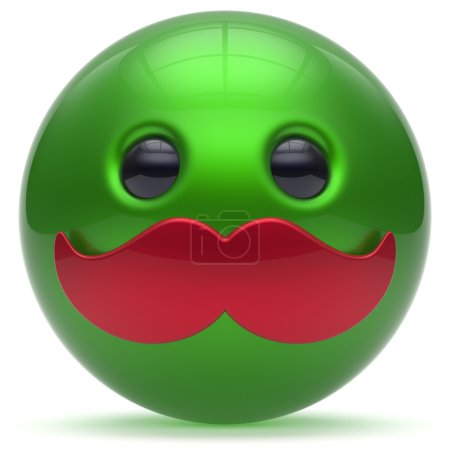 Photo for Smiley mustache face cartoon cute emoticon ball happy joyful handsome person green red caricature icon. Cheerful laughing fun sphere positive smile character avatar. 3d render isolated - Royalty Free Image