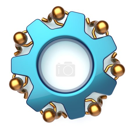 Photo for Teamwork business workforce process workers turning gear together. Partnership team cooperation relationship efficiency community concept. 3d render isolated on white - Royalty Free Image
