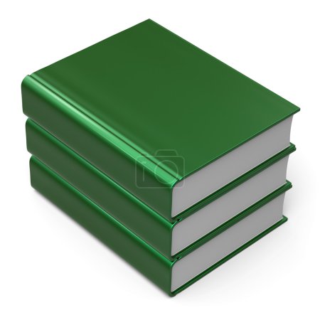 Photo for Books stack 3 three blank cover green. School learning information knowledge content archive icon concept. 3d render isolated on white background - Royalty Free Image