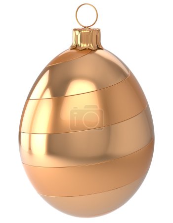 Photo for Christmas ball egg New Year's Eve bauble wintertime decoration glossy golden hanging adornment luxury. Traditional winter happy holidays ornament Merry Xmas symbol blank. 3d render isolated - Royalty Free Image