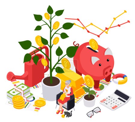 Caja de dinero Árbol Composición