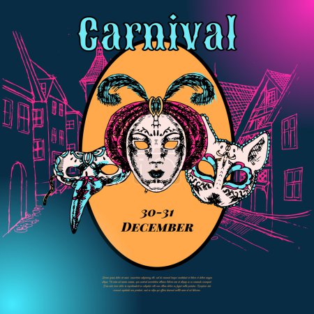 Venetian carnival mask composition poster