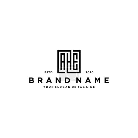 Ilustración de Carta AHE logotipo cuadrado diseño vector plantilla - Imagen libre de derechos