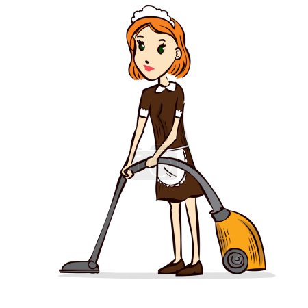 Housemaid. Hand drawn illustration.