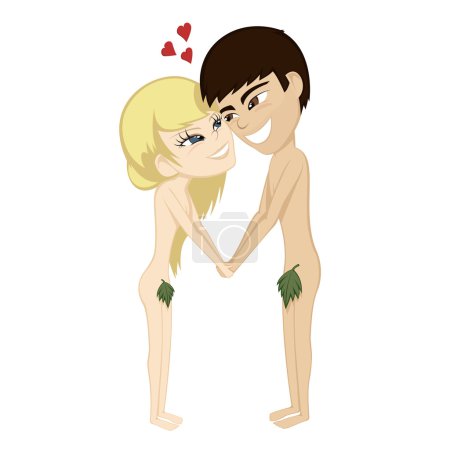 Photo for Adam and Eve are holding hands - Royalty Free Image