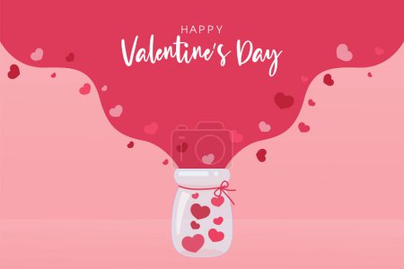 Una jarra de cristal con muchos corazones rosados. El corazón flota en el aire. Ideas de regalos para San Valentín