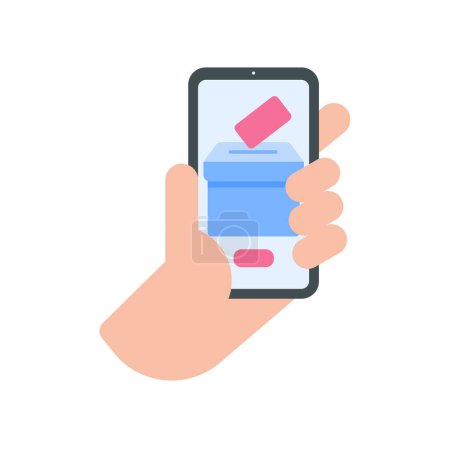 Ilustración de Vector electoral electoral. La mano que sostiene la tarjeta de votación de la mayoría de las personas en la toma de una decisión. - Imagen libre de derechos