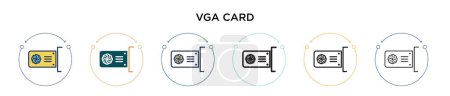 Ilustración de Icono de tarjeta Vga en línea llena, delgada, contorno y estilo de trazo. Ilustración vectorial de dos colores y negro vga tarjeta vector iconos diseños se pueden utilizar para móviles, ui, web - Imagen libre de derechos