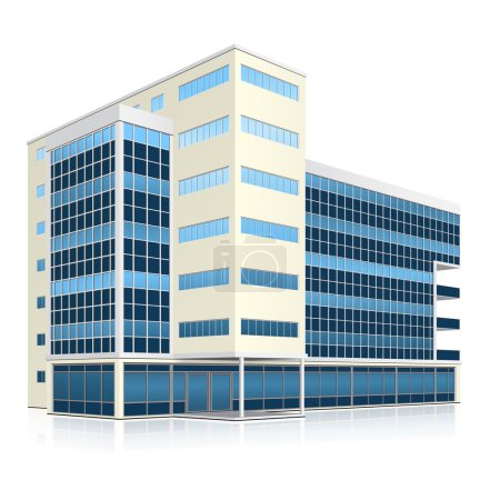 immeuble de bureaux avec entrée et réflexion 