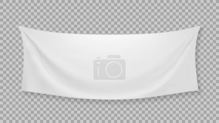 Banner textil blanco con pliegues con sombra transparente