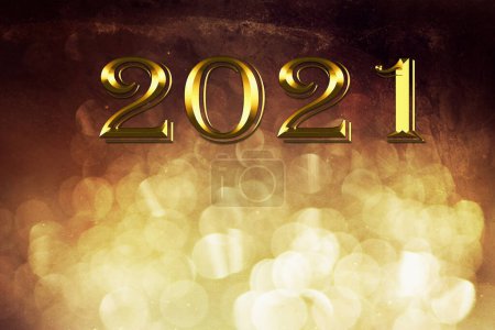 Photo for On the background with bokeh golden numbers, a symbol of the New Year. New Year and Christmas concept - Royalty Free Image