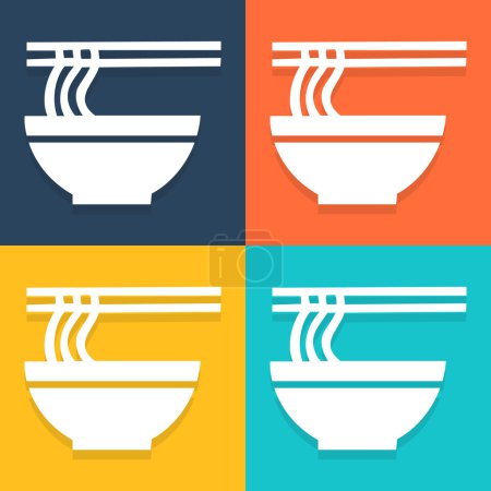 Téléchargez les photos : Bol de soupe aux nouilles avec baguettes Vector EPS10, idéal pour tout usage
. - en image libre de droit