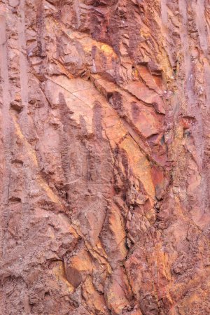 Photo for Texture of mountain showing red soil and rock after excavated - Royalty Free Image