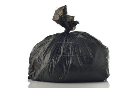 Photo for High resolution image of black garbage bag on white background shot in studio. - Royalty Free Image