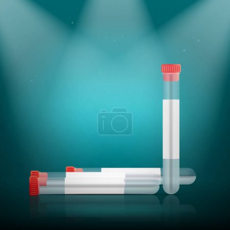 Ilustración de Tubos para muestras de sangre o medicamentos. Tubo plástico realista con muestra de resultados para coronavirus positivo-negativo. Ilustración vectorial. - Imagen libre de derechos