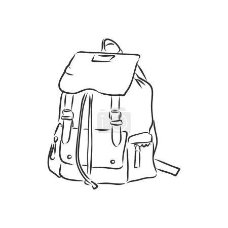 ilustración de boceto vectorial - mochila hipster. mochila vector boceto ilustración