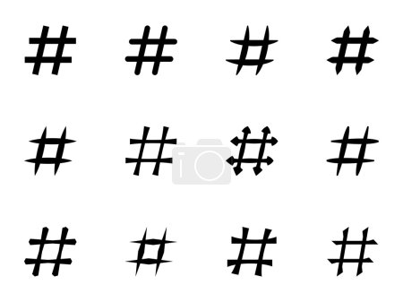 Symbolsatz der Hashtags. Hashtag-Symbole