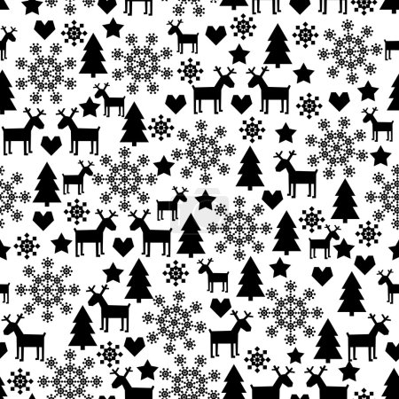 Ilustración de Patrón sin costuras de vacaciones de invierno con decoraciones de Navidad. Lindo fondo blanco y negro para feliz Navidad y feliz año nuevo
. - Imagen libre de derechos