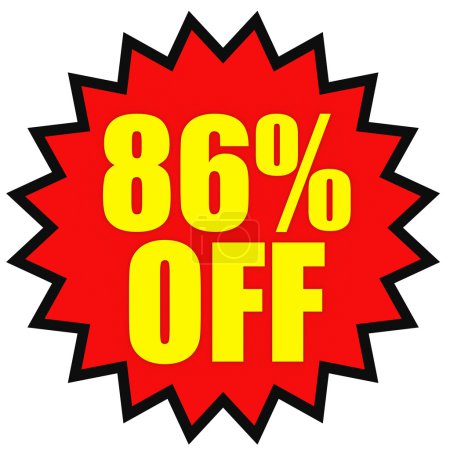 Discount 86 percent off. 3D illustration on white background.