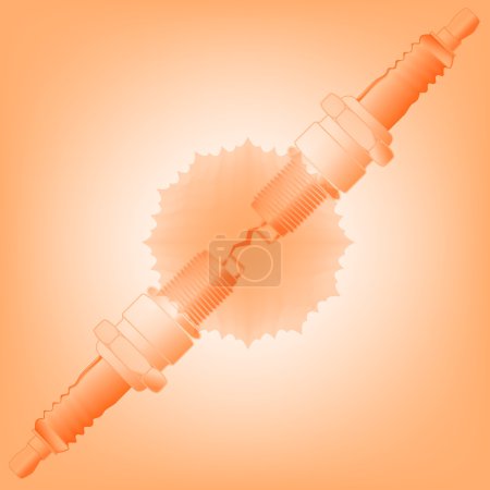 Téléchargez les illustrations : Deux bougies d'allumage de véhicule à moteur étincelle ensemble - en licence libre de droit