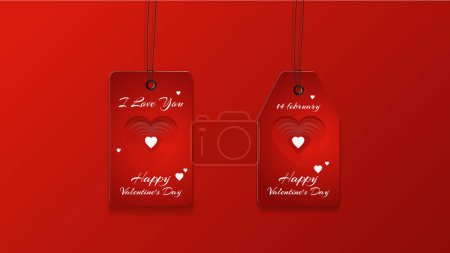 Photo for Set of valentines day tags. Realistic greeting cards for Valentines Day. The 14th of February. Red and white heart. 3d vector - Royalty Free Image