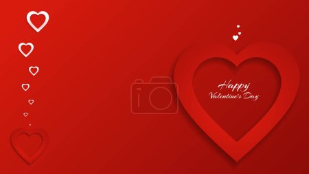 Photo for Red background for Valentines Day. White and red hearts in a neomorphic style. Vector - Royalty Free Image