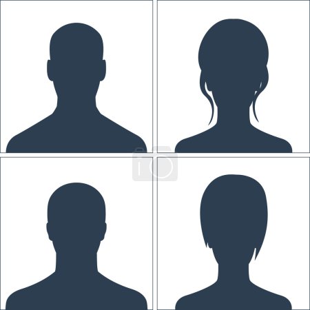 Illustration for 4 Avatars set blue vector illustration, eps10, easy to edit - Royalty Free Image