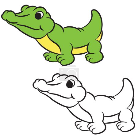 Ilustración de Cocodrilo de dibujos animados. Libro para colorear. Ilustración vectorial
. - Imagen libre de derechos