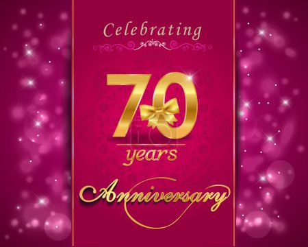 70 year anniversary celebration sparkling card, 70th anniversary vibrant background - vector eps1