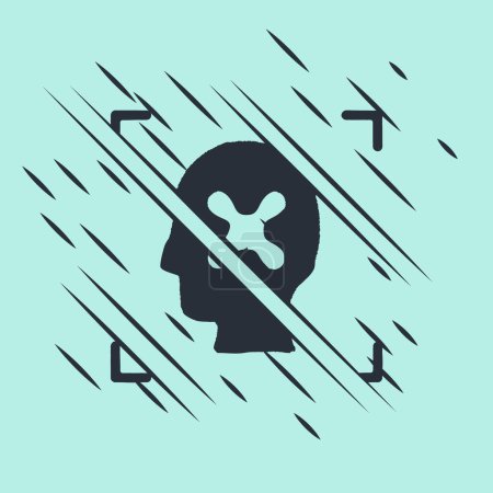 Ilustración de Icono de reconocimiento facial de rechazo negro aislado sobre fondo verde. Icono del escáner de identificación facial. Identificación facial. Concepto de seguridad cibernética. Estilo Glitch. Vector. - Imagen libre de derechos