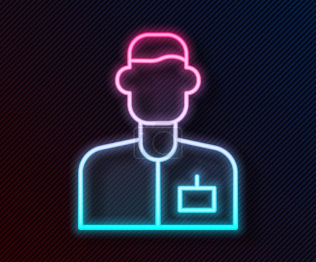 Ilustración de Icono de ingeniero analista de línea de neón brillante aislado sobre fondo negro. Vector - Imagen libre de derechos