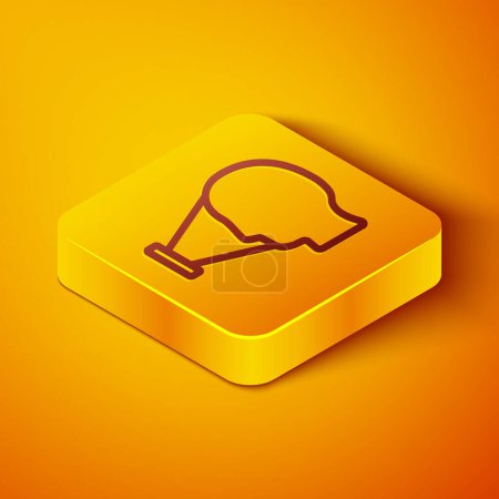 Ilustración de Línea isométrica Icono de reconocimiento facial aislado sobre fondo naranja. Icono del escáner de identificación facial. Identificación facial. Concepto de seguridad cibernética. Botón cuadrado amarillo. Vector. - Imagen libre de derechos