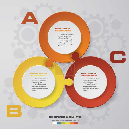 Illustration for 3 steps chart layout for sample text&data. Design clean template/graphic or website layout. - Royalty Free Image