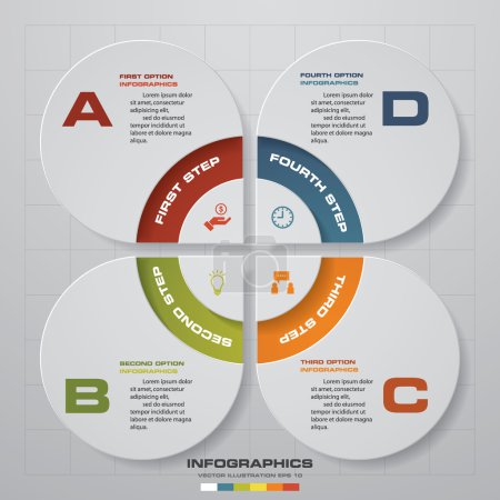 Ilustración de Diseño de gráfico de 4 pasos para texto de muestra y datos. Diseño limpio plantilla / gráfico o diseño del sitio web
. - Imagen libre de derechos