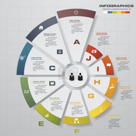 Ilustración de Plantilla de diseño infográfico y concepto de negocio con 10 opciones, piezas, pasos o procesos. Se puede utilizar para el diseño del flujo de trabajo, diagrama, opciones de número, diseño web
. - Imagen libre de derechos