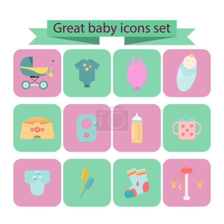 Conjunto plano de iconos de bebé
.