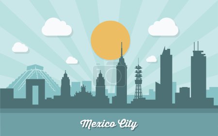 Illustration for Mexico City skyline - flat design - vector illustration - Royalty Free Image