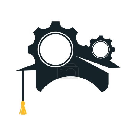 Ilustración de Tapa de graduación con icono de engranaje. Logo Educación Técnica. - Imagen libre de derechos