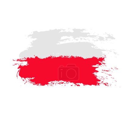 Illustration for Poland flag painted by brush hand paints. Polish art flag - Royalty Free Image