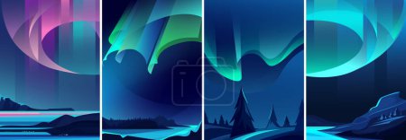 Ilustraciones de luces boreales.